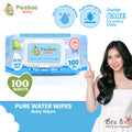 Peaboo Baby Premium Pure Water Wipes Unscented 99.9% Purified Water for Sensitive Skin 100 Sheets