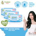 Peaboo Baby Premium Pure Water Wipes Unscented 99.9% Purified Water (300 & 600 Sheets)
