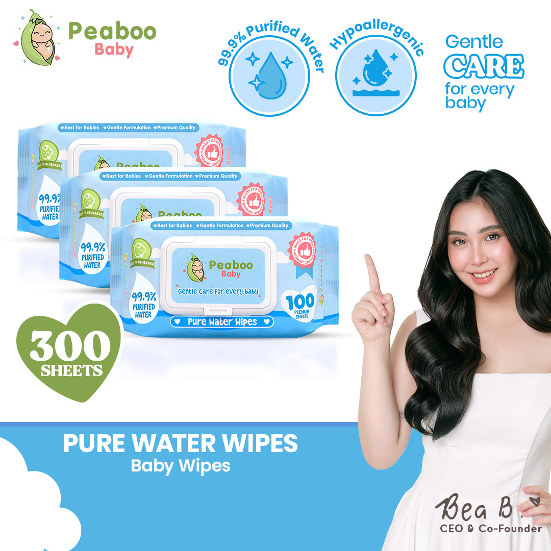Peaboo Baby Premium Pure Water Wipes Unscented 99.9% Purified Water (300 & 600 Sheets)