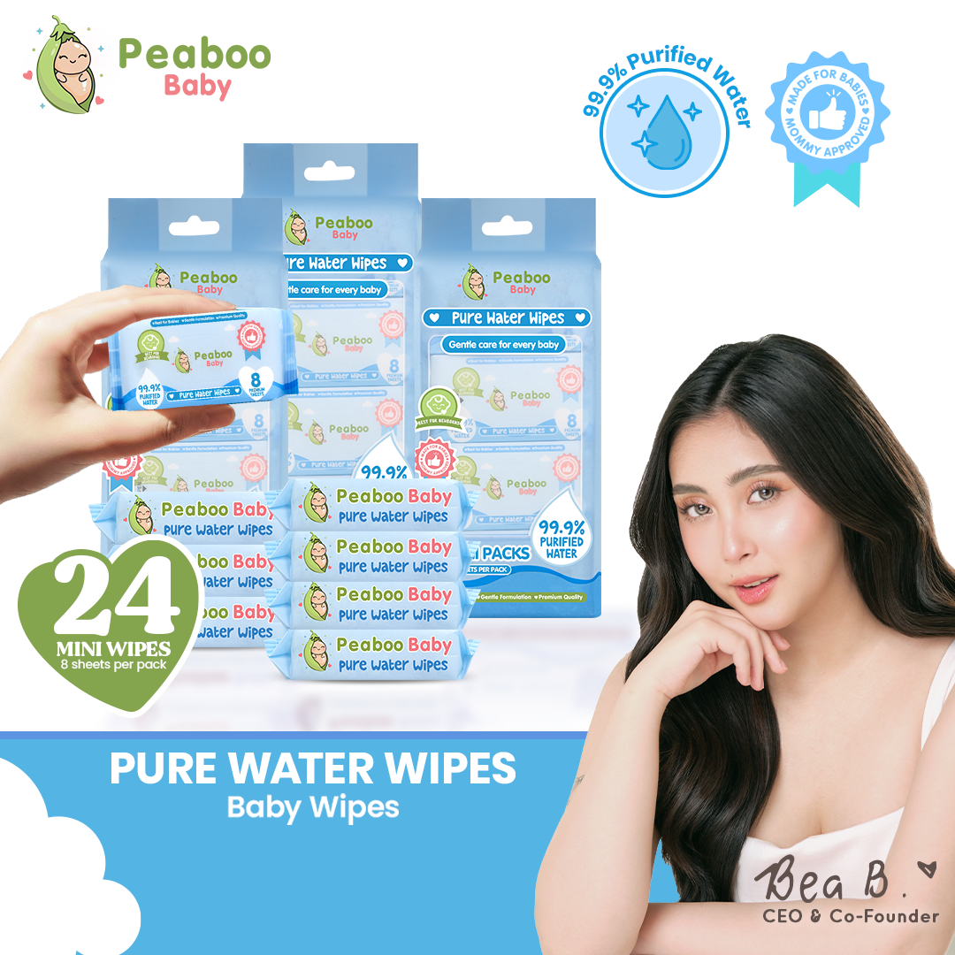 Peaboo Baby Mini Travel Packs Wet Wipes Premium Pure Water Wipes Unscented (Pack of 3 and 5)