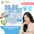 Buy 2 Get 2 Peaboo Baby Mini Travel Packs Wet Wipes Premium Pure Water Wipes Unscented