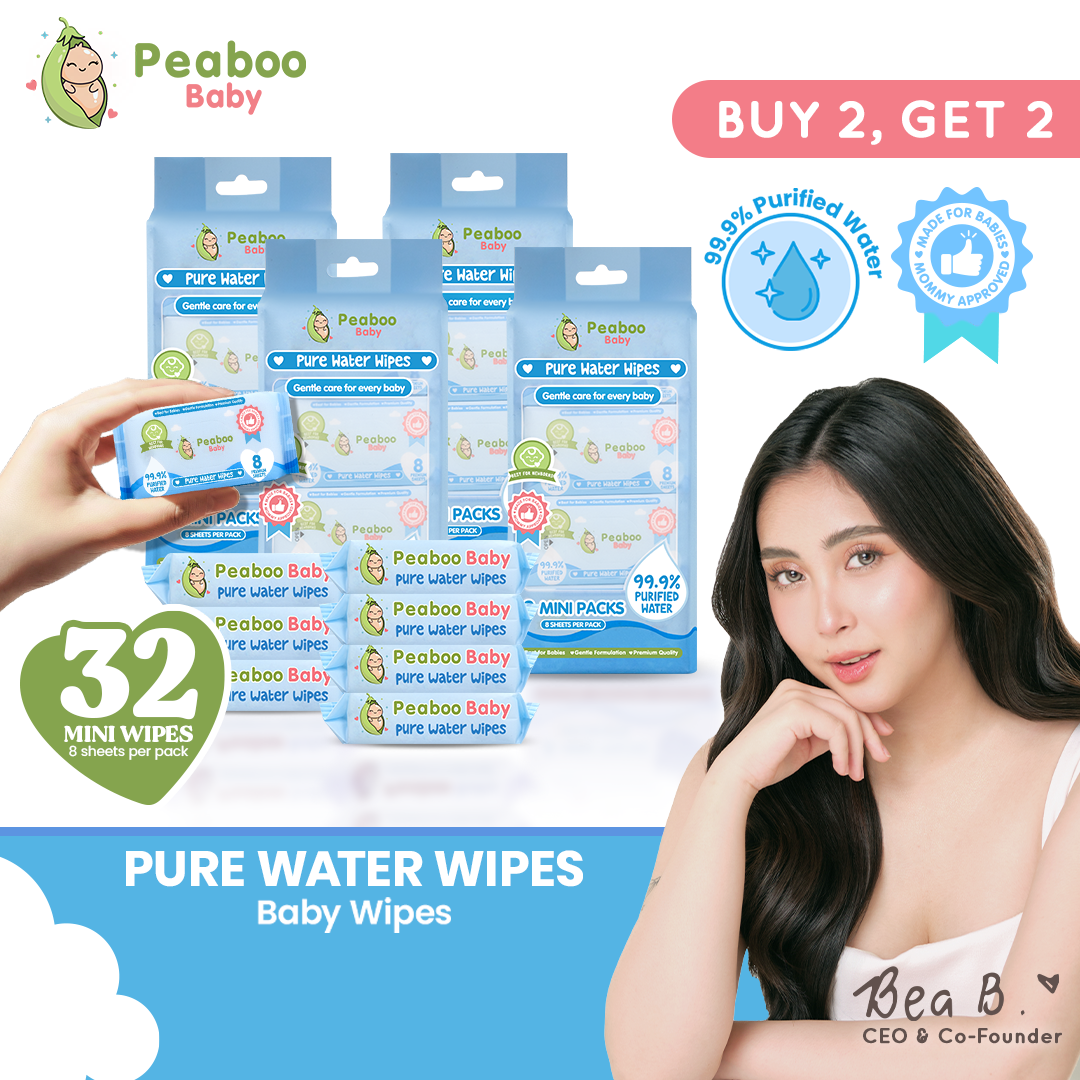 Buy 2 Get 2 Peaboo Baby Mini Travel Packs Wet Wipes Premium Pure Water Wipes Unscented