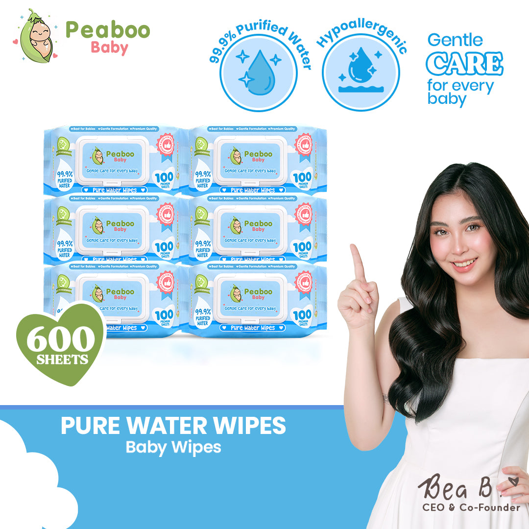 Peaboo Baby Premium Pure Water Wipes Unscented 99.9% Purified Water (600 & 1000 Sheets)