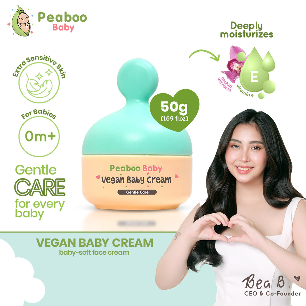Peaboo Baby Vegan Face & Body Cream Hypoallergenic Double Moisture Lock with Pro-Vitamin B5 (50g)