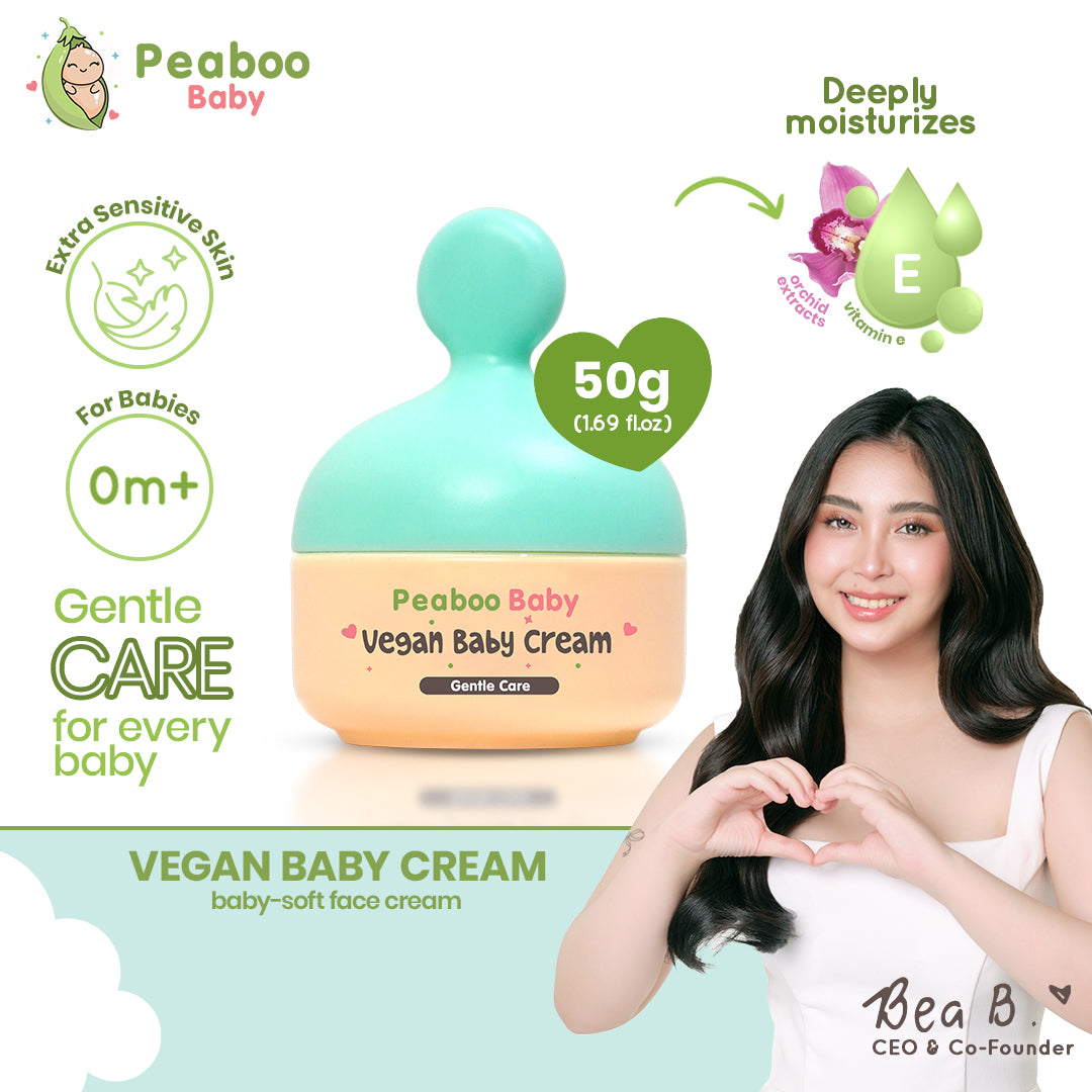 Peaboo Baby Vegan Face & Body Cream Hypoallergenic Double Moisture Lock with Pro-Vitamin B5 (50g)