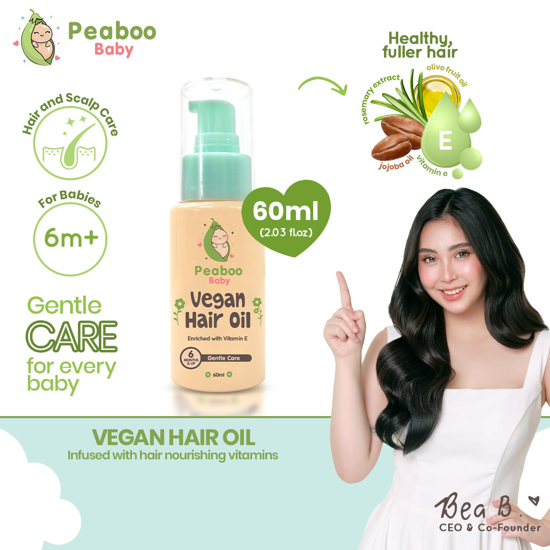 Peaboo Baby Vegan Scalp & Hair Oil Growth & Massage Flaky & Dry Scalp Vitamin E (60ml)