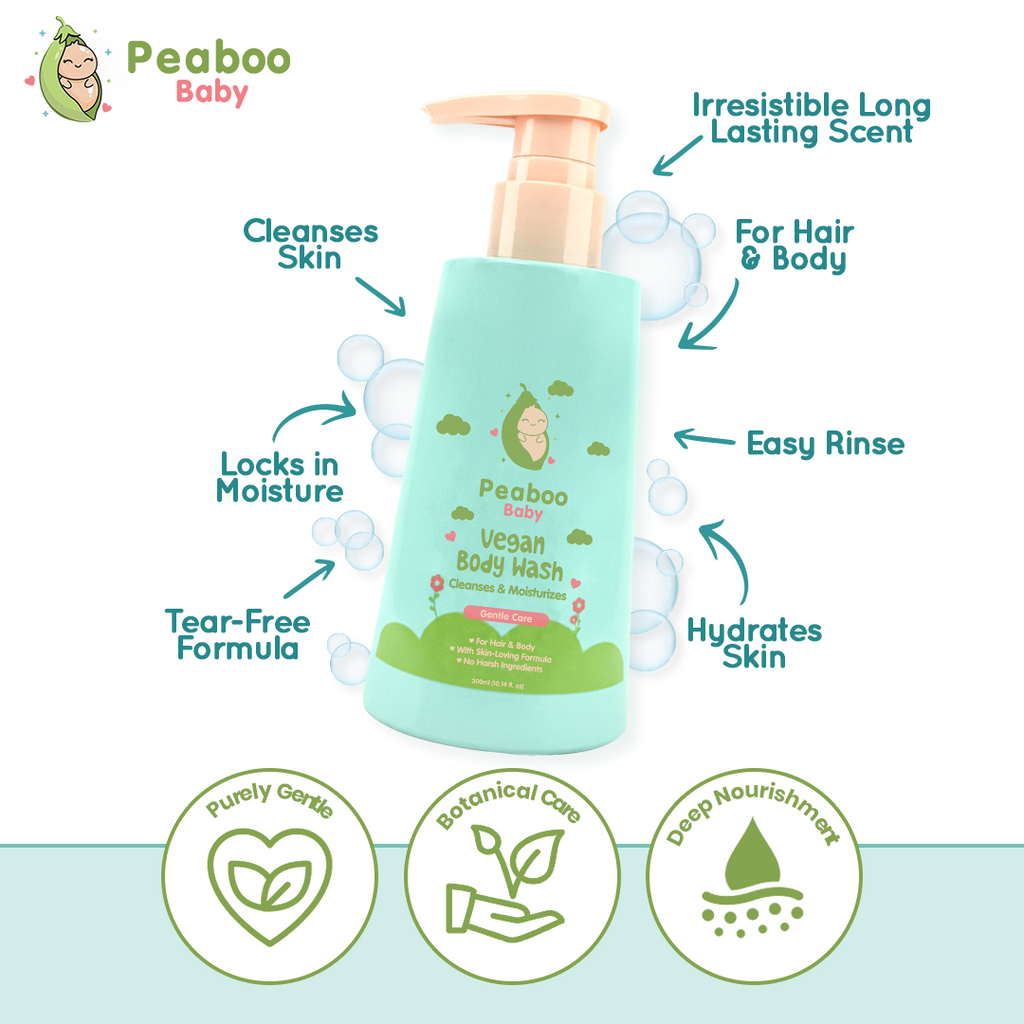 Peaboo Baby Vegan Gentle Clean Duo (Extra Sensitive Cleansing Water + 2-in-1 Body Wash)