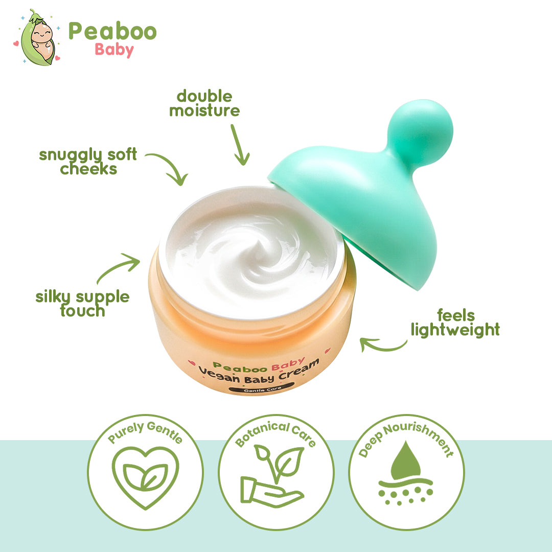Peaboo Baby Vegan Face & Body Cream Hypoallergenic Double Moisture Lock with Pro-Vitamin B5 (50g)