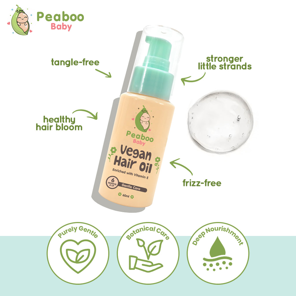 Peaboo Baby Vegan Scalp & Hair Oil Growth & Massage Flaky & Dry Scalp Vitamin E (60ml)