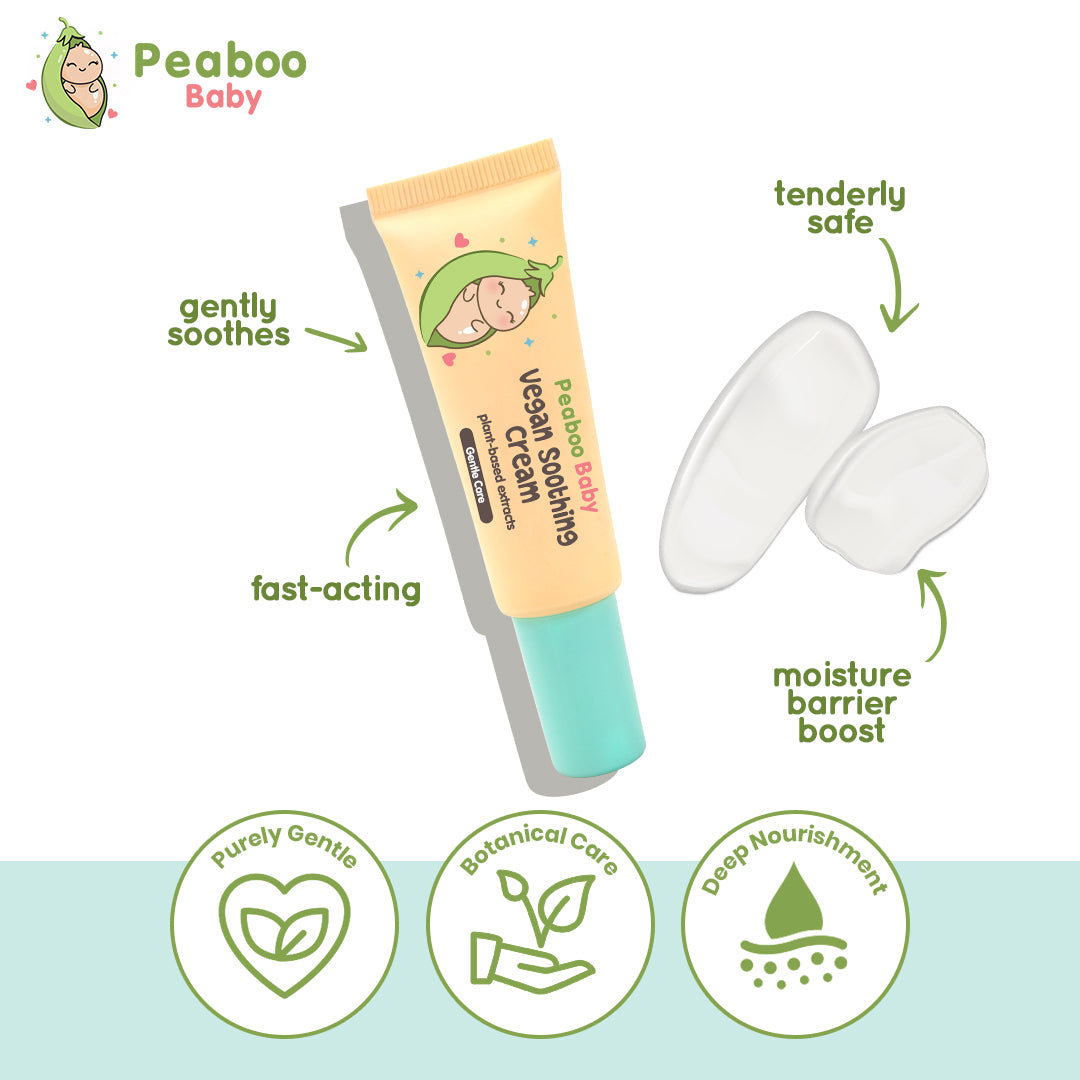 Peaboo Baby Vegan Soothing Cream Fast Relief for Diaper Rash & Irritation with Avocado & Aloe Vera