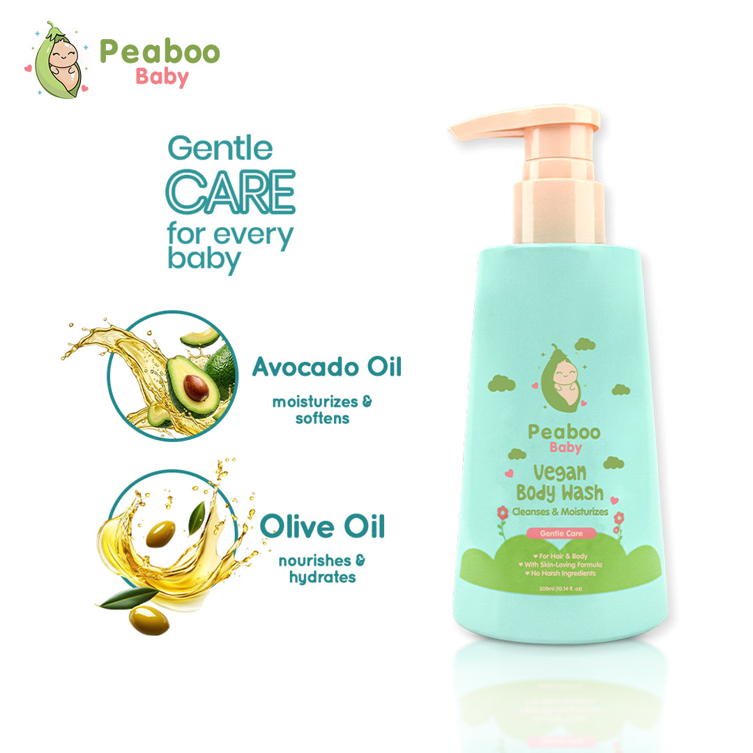 Peaboo Baby Vegan 2in1 Body Wash Tear Free Gentle Head to Toe for Newborns to Toddlers (300ml)