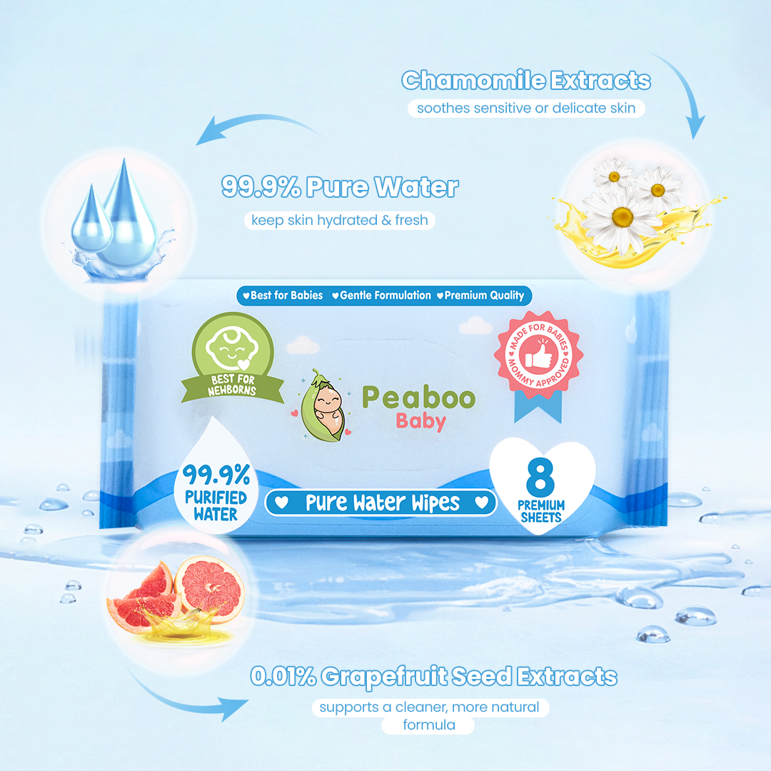 Buy 2 Get 2 Peaboo Baby Mini Travel Packs Wet Wipes Premium Pure Water Wipes Unscented