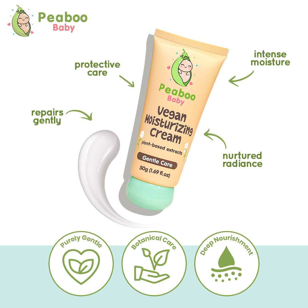Peaboo Baby Vegan Baby Care Premium Set (Moisturizing Cream, Face + Body Cream, Body Wash, Hair Oil)