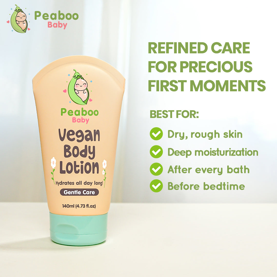 Peaboo Baby Vegan Body Lotion All-Day Hydration Fast Absorbing & Gentle Scent with Squalane (140ml)