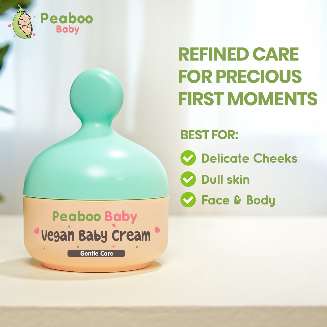 Peaboo Baby Vegan Face & Body Cream Hypoallergenic Double Moisture Lock with Pro-Vitamin B5 (50g)