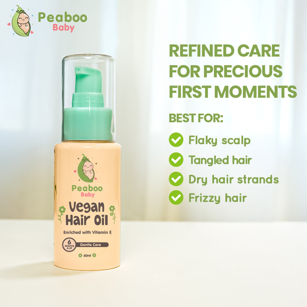 Peaboo Baby Vegan Scalp & Hair Oil Growth & Massage Flaky & Dry Scalp Vitamin E (60ml)