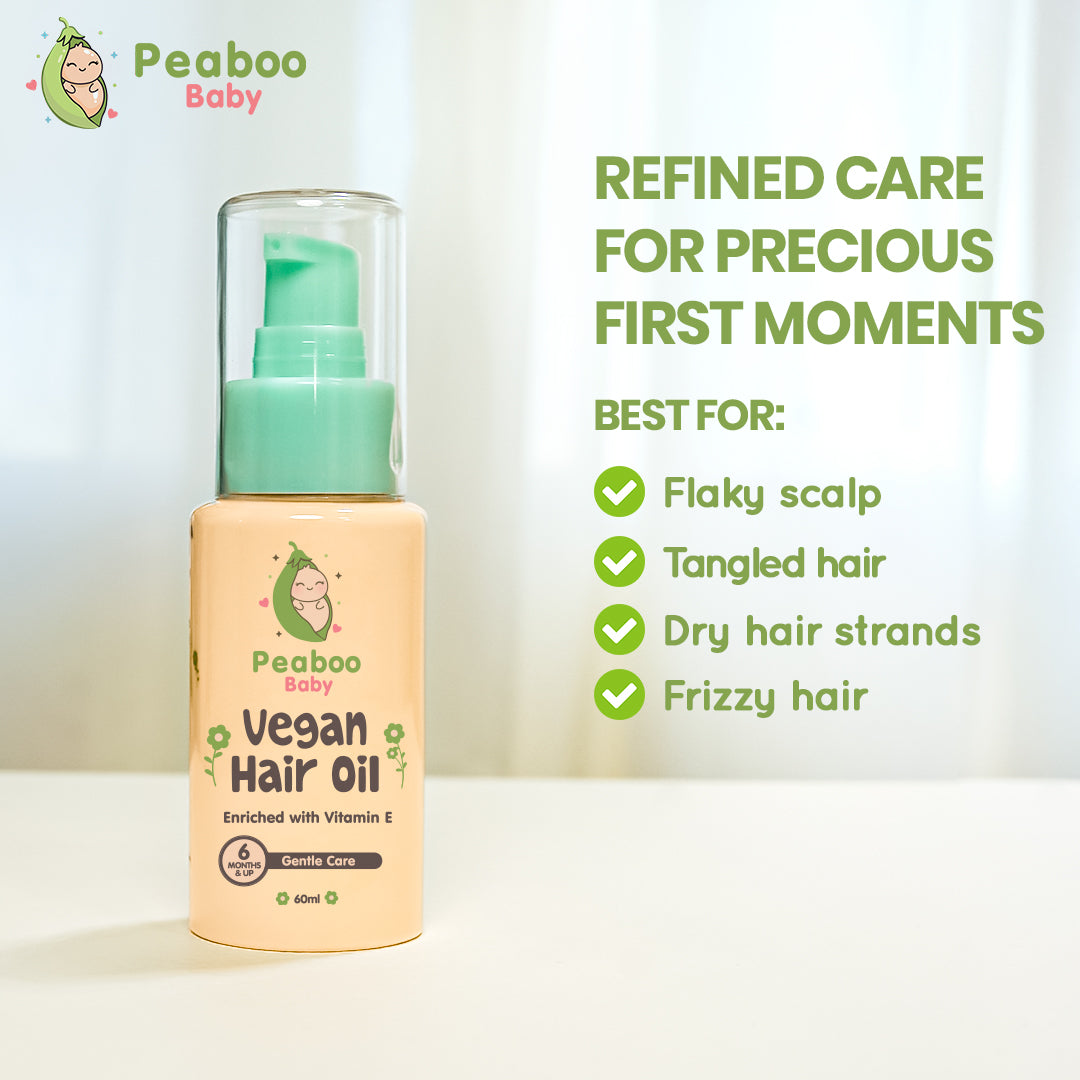 Peaboo Baby Vegan Scalp & Hair Oil Growth & Massage Flaky & Dry Scalp Vitamin E (60ml)