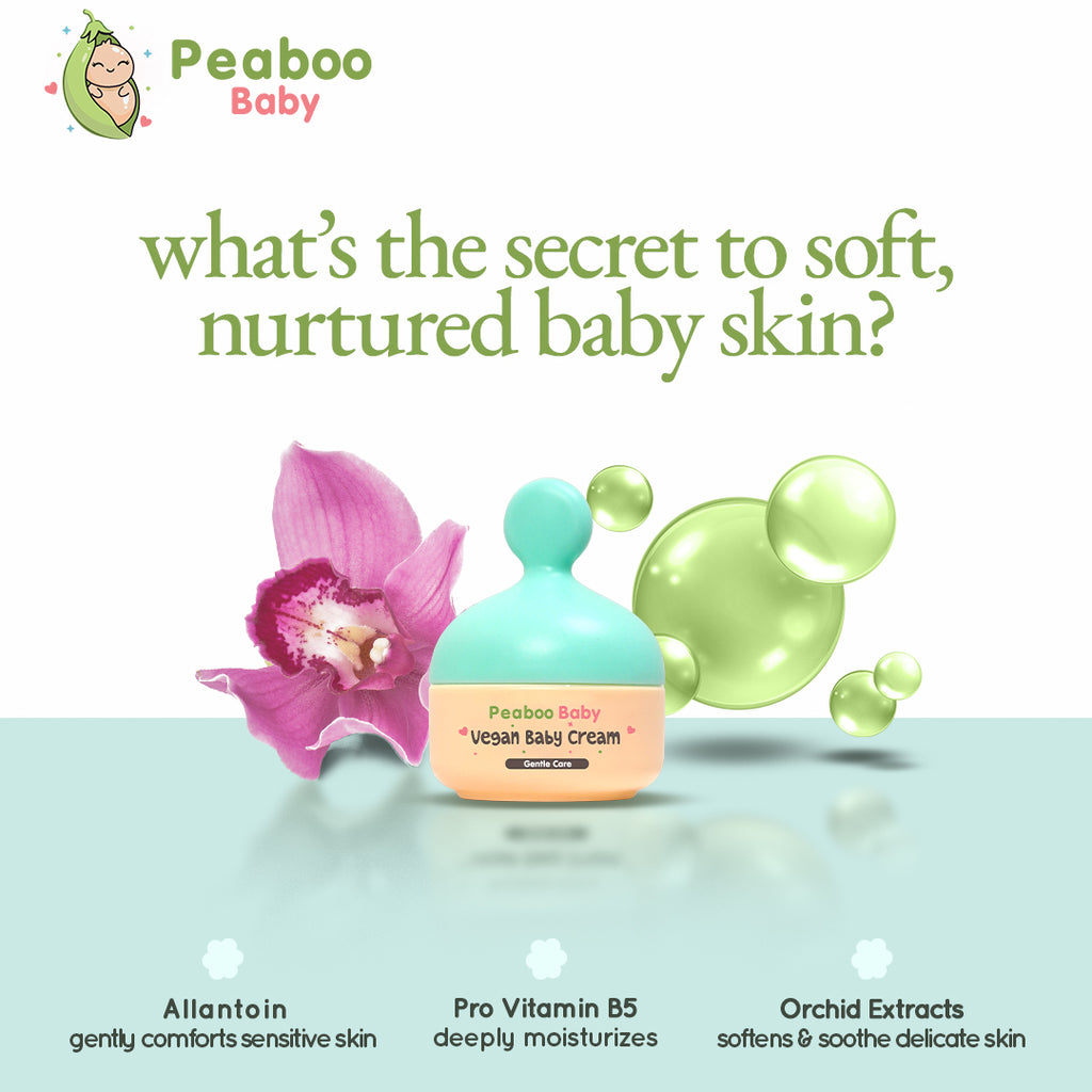 Peaboo Baby Vegan Face & Body Cream Hypoallergenic Double Moisture Lock with Pro-Vitamin B5 (50g)