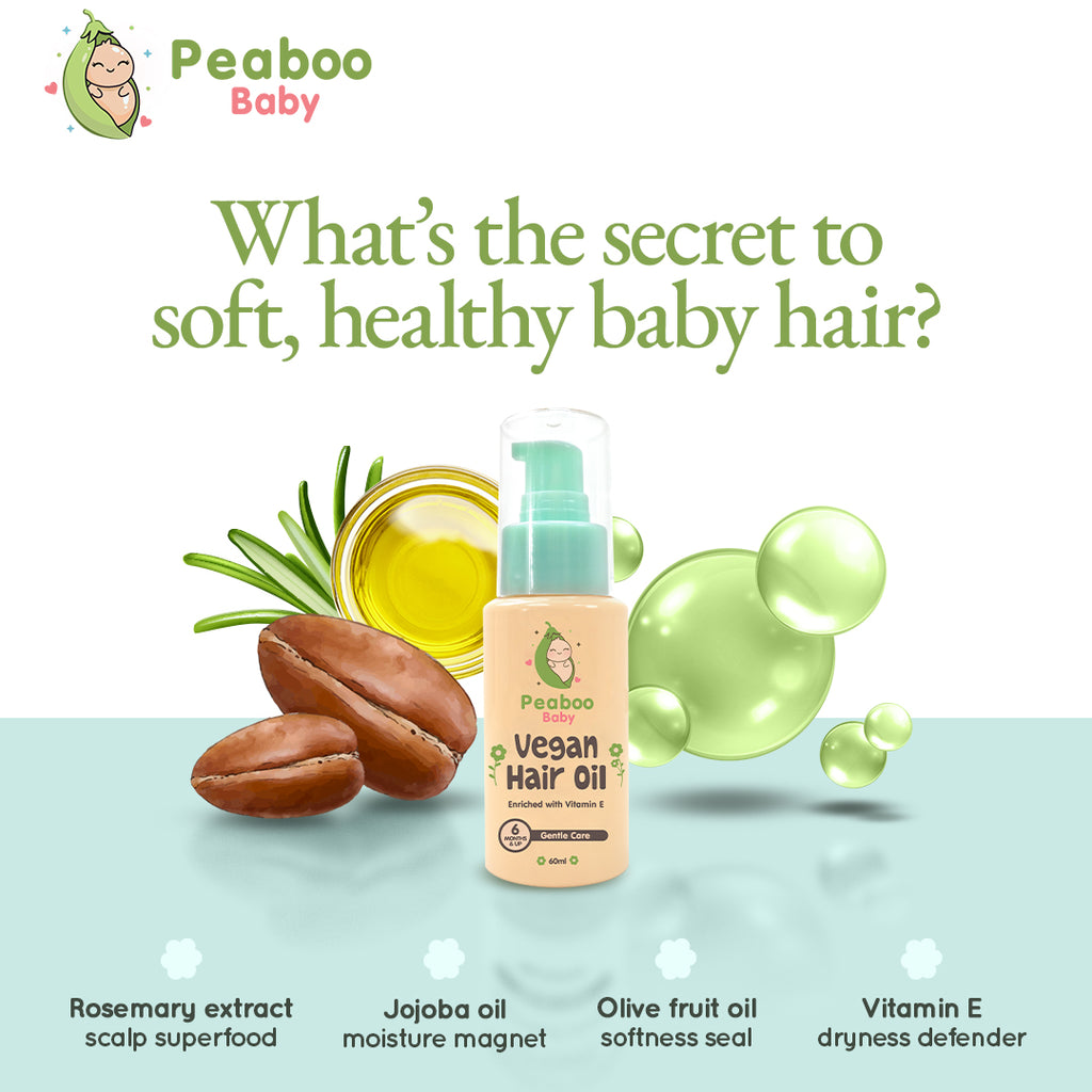 Peaboo Baby Vegan Scalp & Hair Oil Growth & Massage Flaky & Dry Scalp Vitamin E (60ml)