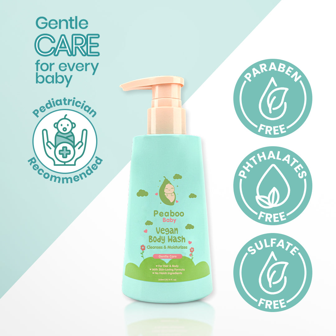 Peaboo Baby Vegan 2in1 Body Wash Tear Free Gentle Head to Toe for Newborns to Toddlers (300ml)