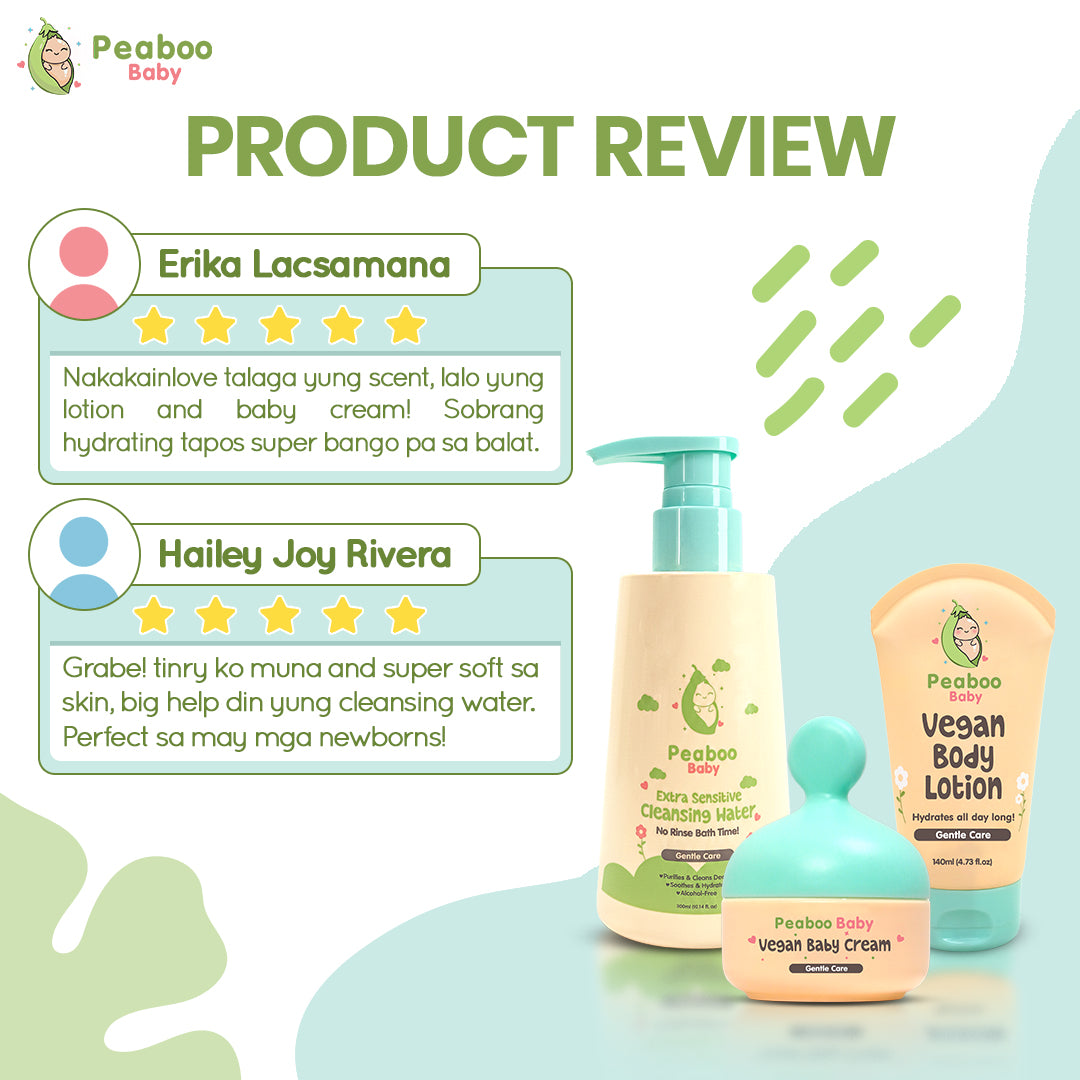 Peaboo Baby Gentle Care Trio Cleansing & Skincare Set (Cleansing Water, Body Lotion, Facial Cream)