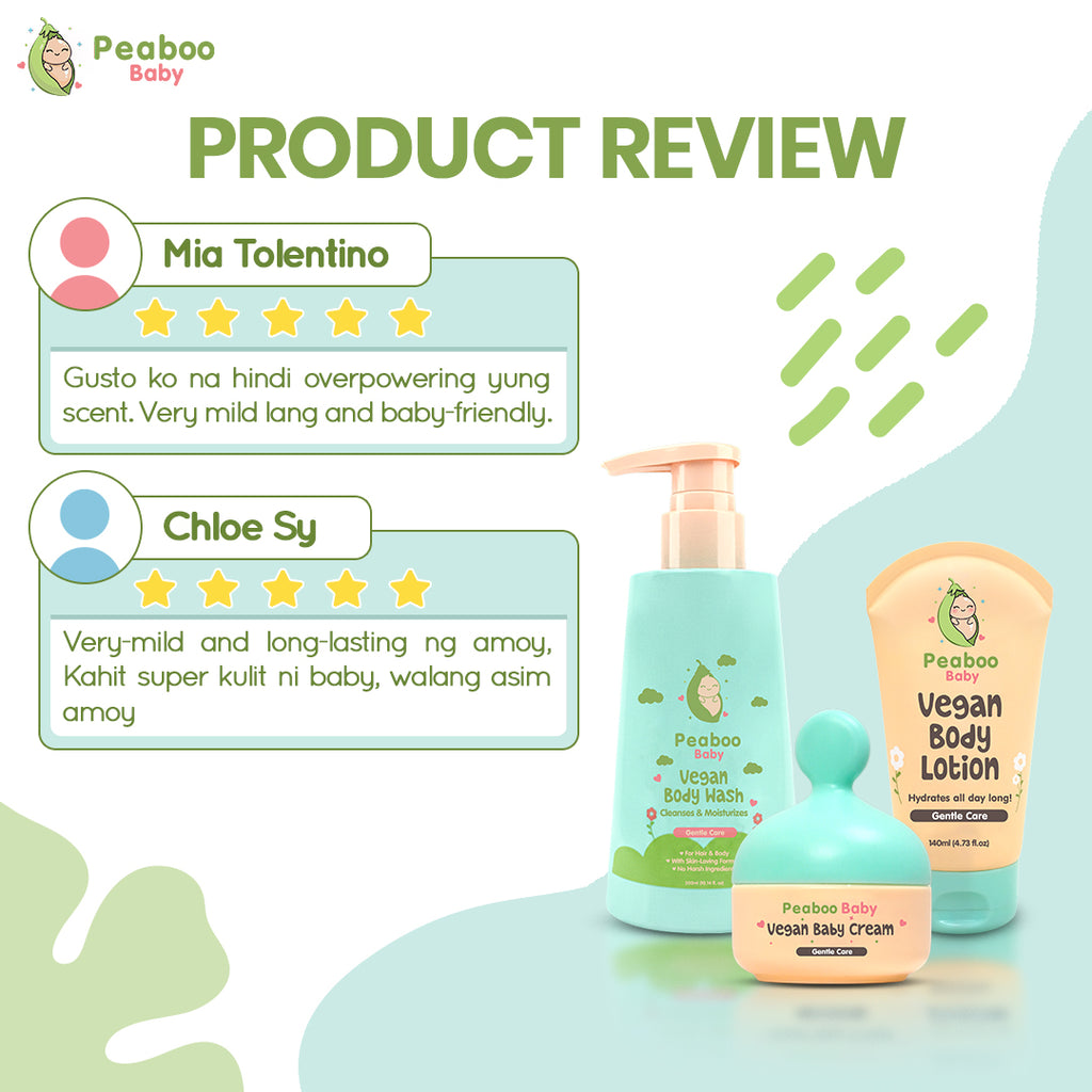 Peaboo Baby Cuddle Clean Trio Bath & Skincare Set (2-in-1 Tear Free Body Wash, Body Lotion & Cream)