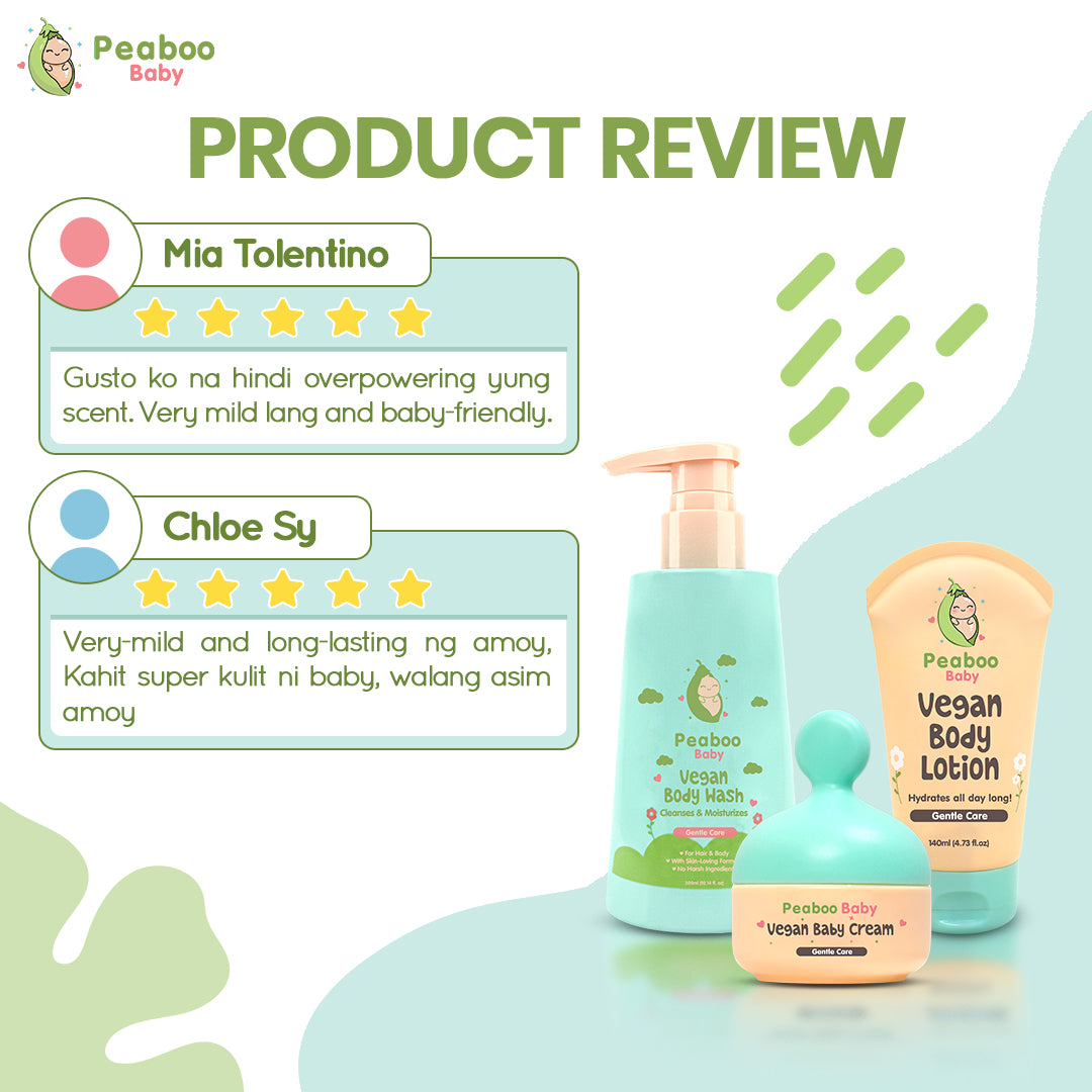 Peaboo Baby Cuddle Clean Trio Bath & Skincare Set (2-in-1 Tear Free Body Wash, Body Lotion & Cream)