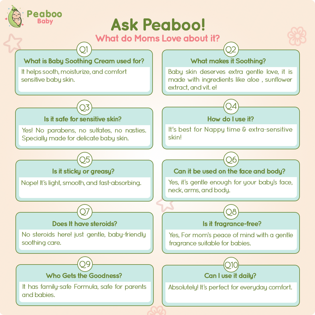 Peaboo Baby Vegan Soothing Cream Fast Relief for Diaper Rash & Irritation with Avocado & Aloe Vera