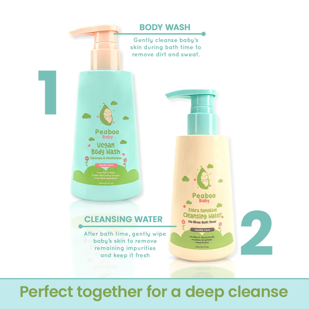 Peaboo Baby Vegan 2in1 Body Wash Tear Free Gentle Head to Toe for Newborns to Toddlers (300ml)