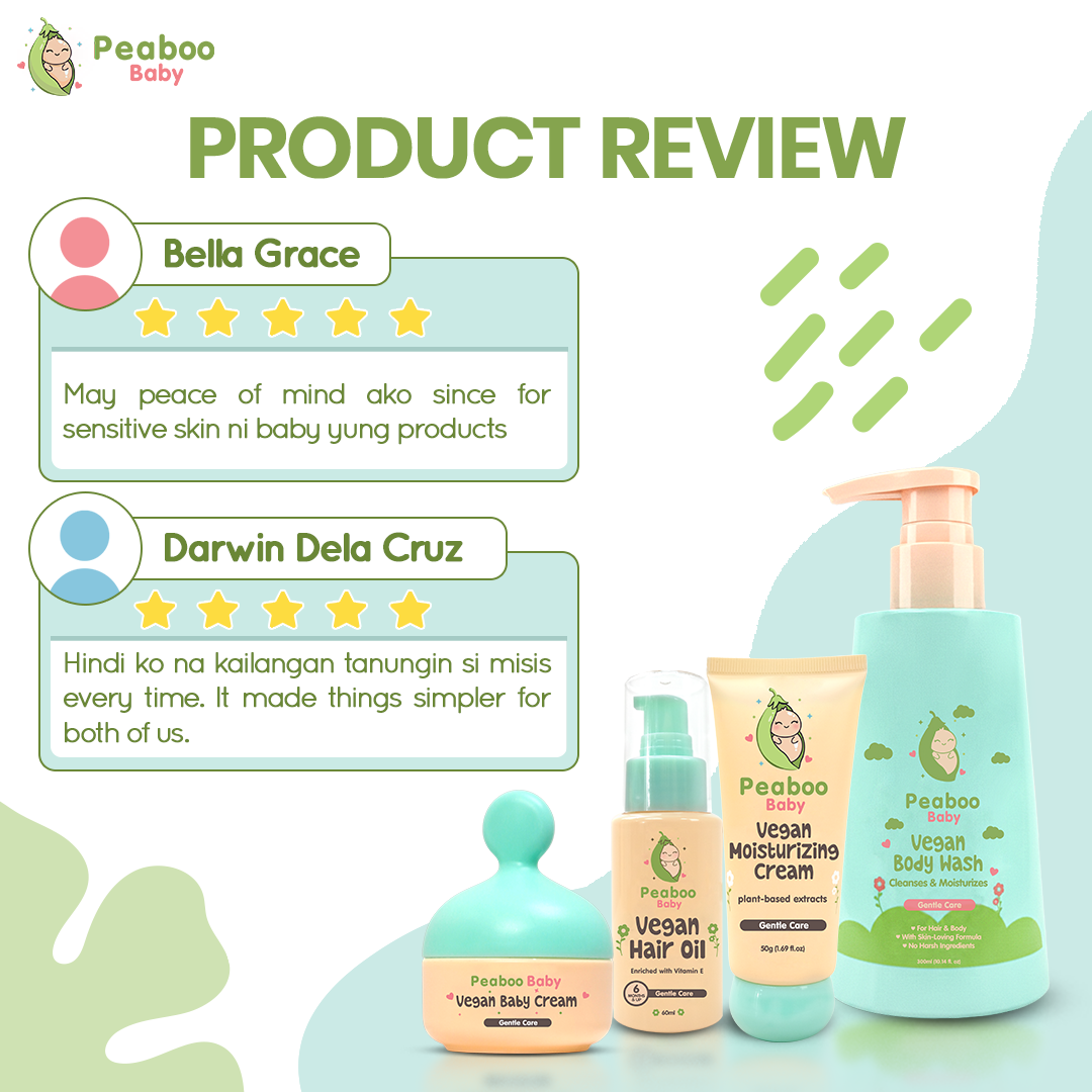 Peaboo Baby Vegan Baby Care Premium Set (Moisturizing Cream, Face + Body Cream, Body Wash, Hair Oil)