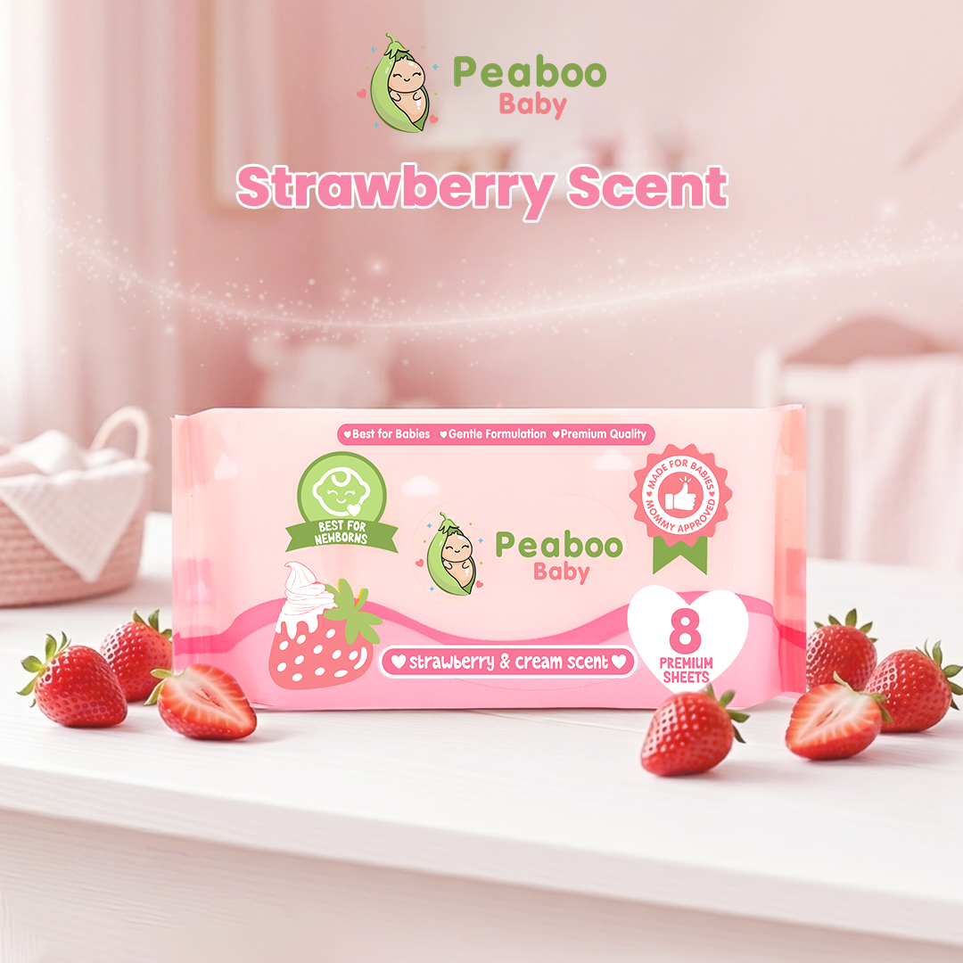 Peaboo Baby Mini Travel Packs Baby Wipes Strawberry & Cream Scent Hypoallergenic For Sensitive skin