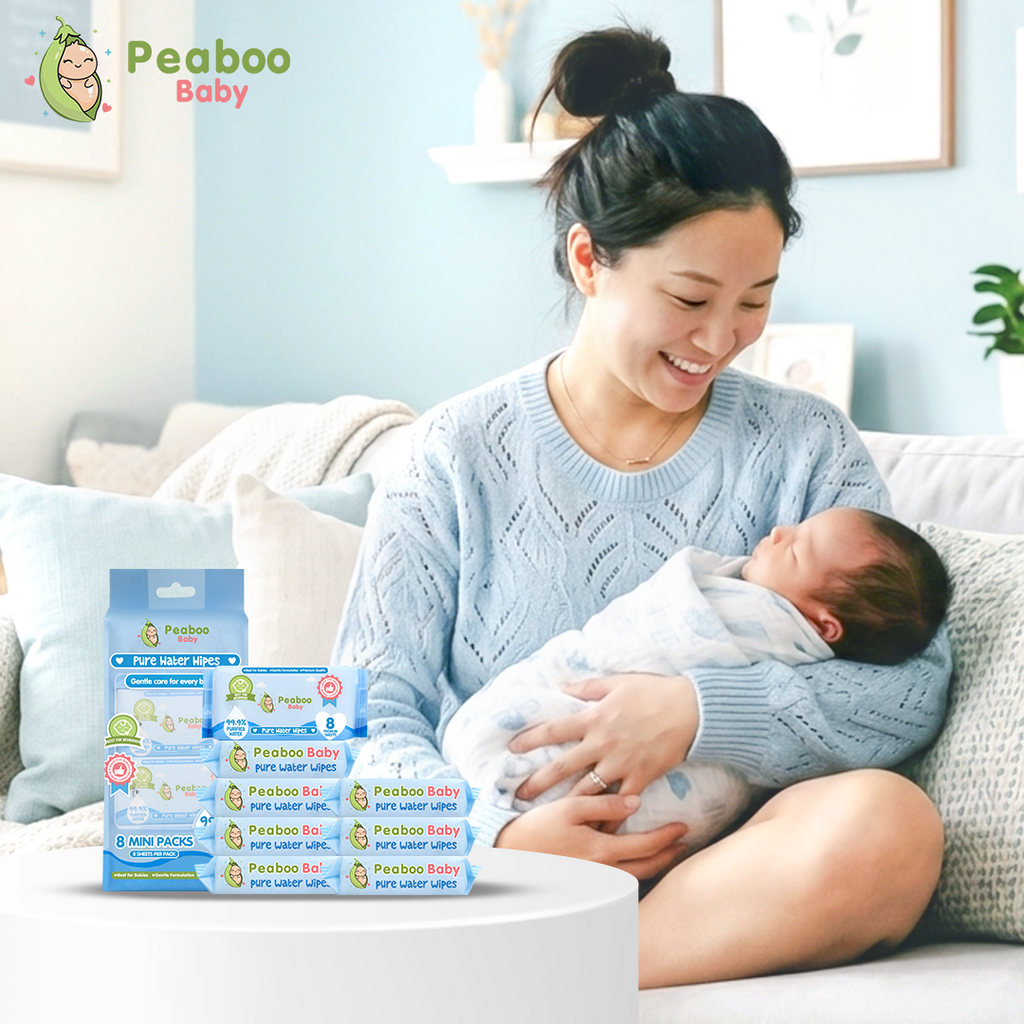 Peaboo Baby Mini Travel Packs Wet Wipes Premium Pure Water Wipes Unscented (Pack of 3 and 5)