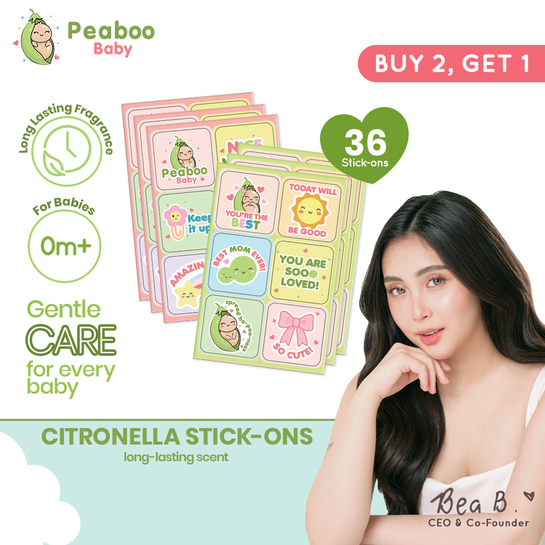 Buy 2 Get 1 Peaboo Baby Citronella Patches Natural Worry-Free Outdoor Stick-Ons (12 Cute Designs)