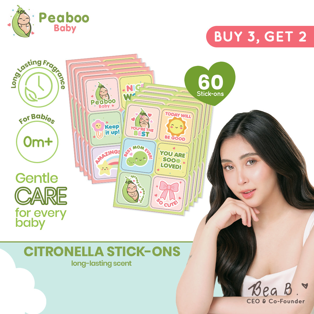 Buy 3 Get 2 Peaboo Baby Citronella Patches Natural Worry-Free Outdoor Stick-Ons (12 Cute Designs)