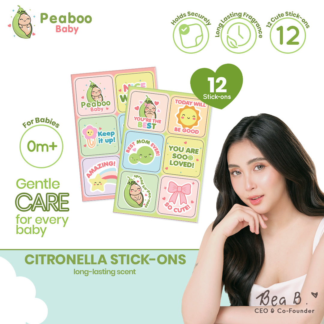 Peaboo Baby Citronella Patches Natural Worry-Free Outdoor Stick-Ons (12 Cute Designs)