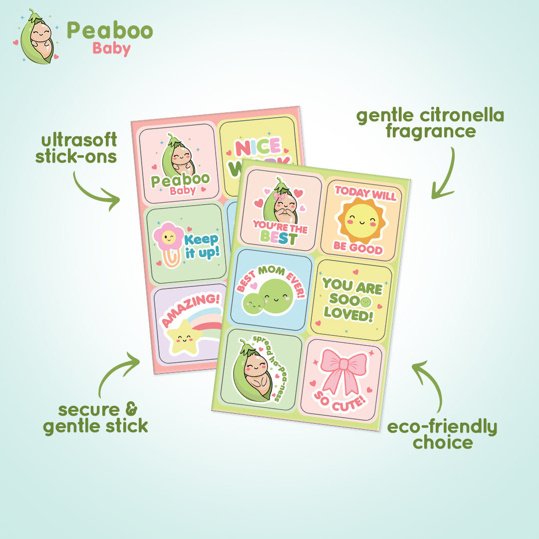 Buy 2 Get 1 Peaboo Baby Citronella Patches Natural Worry-Free Outdoor Stick-Ons (12 Cute Designs)