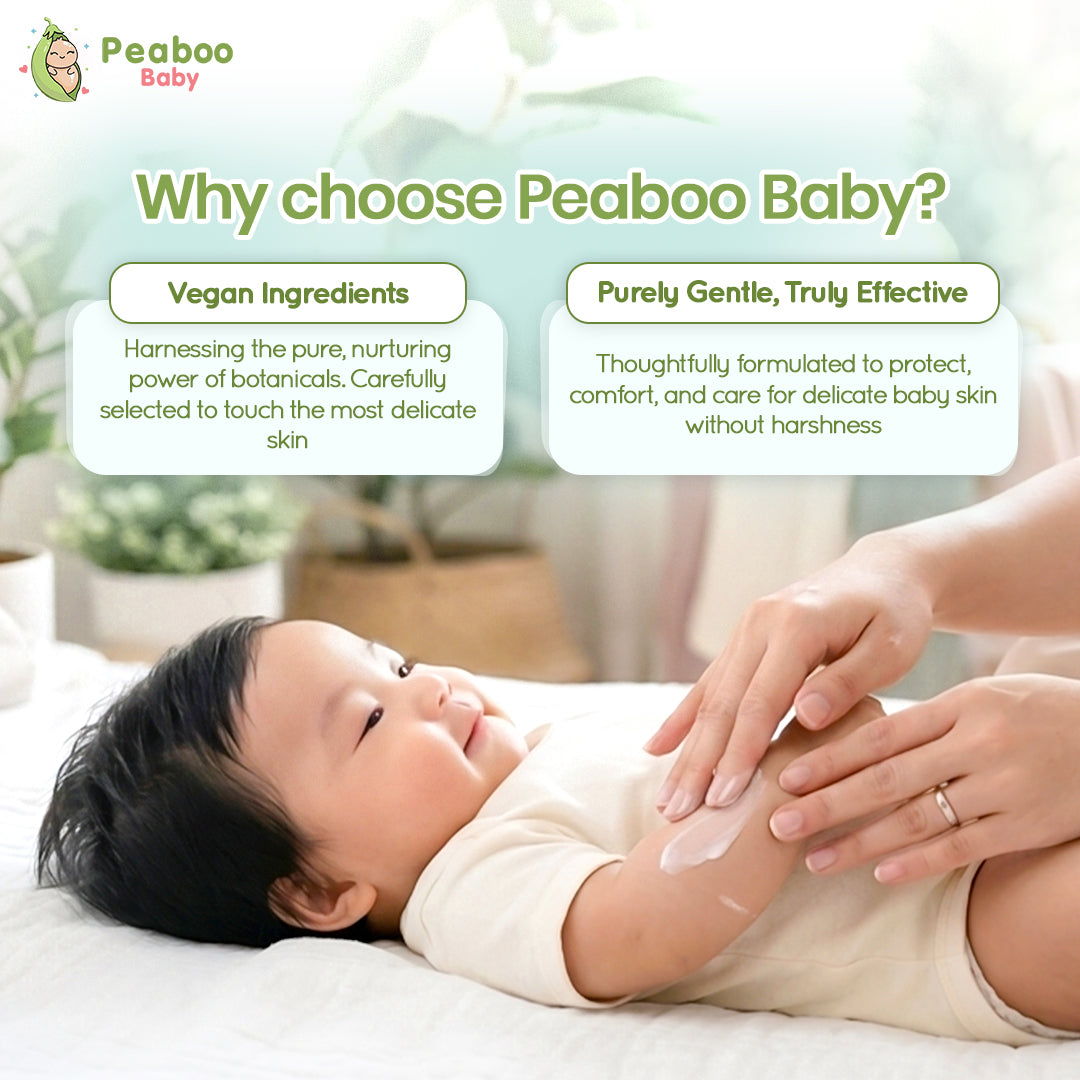 Peaboo Baby Vegan Baby Care Premium Set (Moisturizing Cream, Face + Body Cream, Body Wash, Hair Oil)