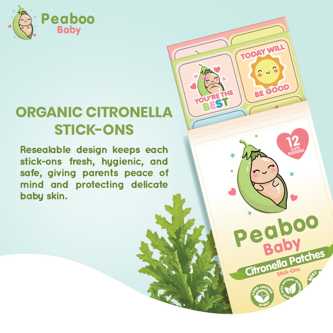 Buy 2 Get 1 Peaboo Baby Citronella Patches Natural Worry-Free Outdoor Stick-Ons (12 Cute Designs)