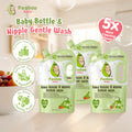 Peaboo Baby Bottle & Nipple Gentle Wash Refill 550ml Feeding Bottle Cleanser Fruity Scent Pack of 3 & 6 Easy Rinse Premium Food-Grade Cleaner for Fruits & Vegetables with Advanced Gentle-Clean Technology