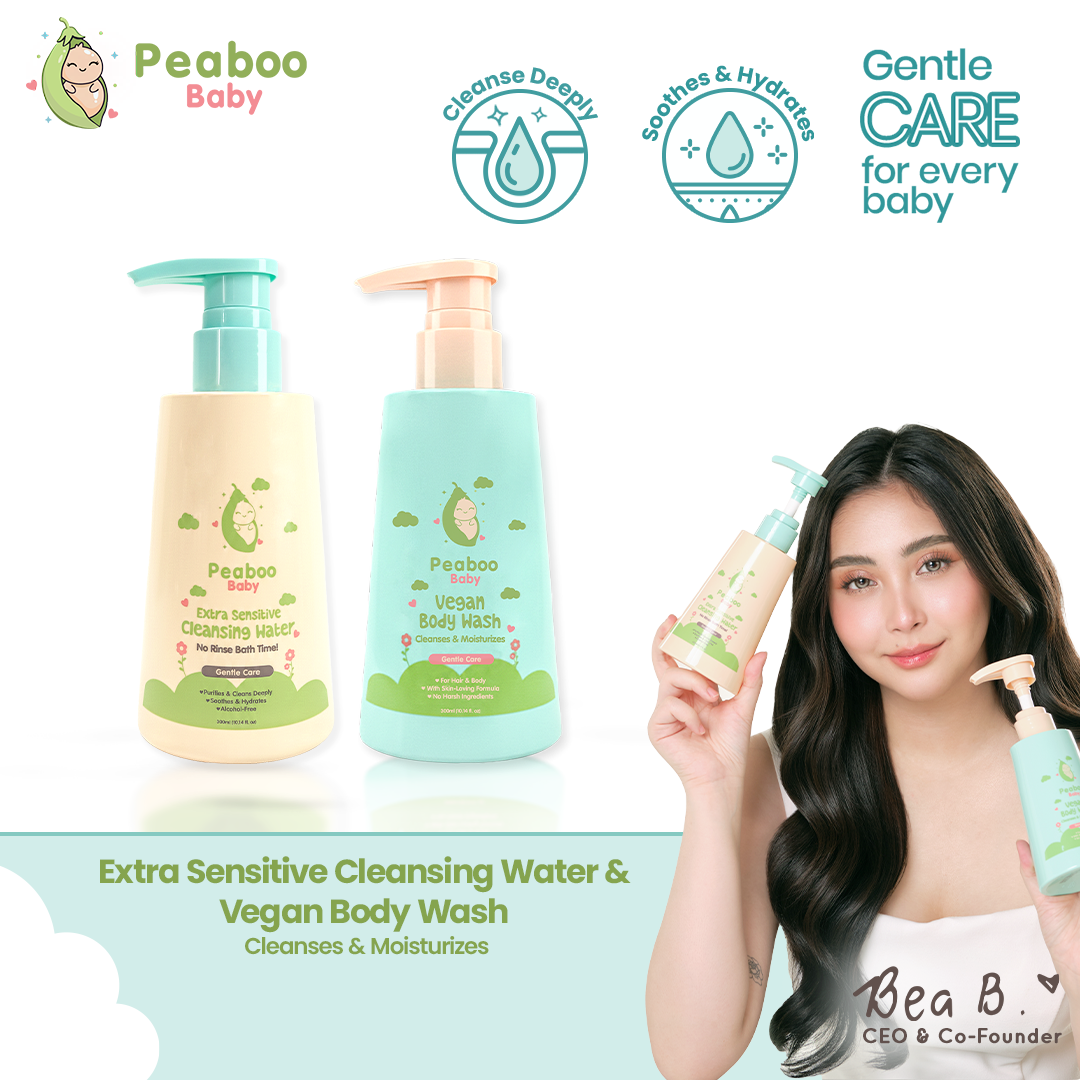 Peaboo Baby Vegan Gentle Clean Duo (Extra Sensitive Cleansing Water + 2-in-1 Body Wash)