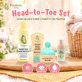 Peaboo Baby Head to Toe Set (Bath Mousse + Body Lotion + Face Cream + Baby Cologne) Bodycare Routine Essential for 1 year old and up