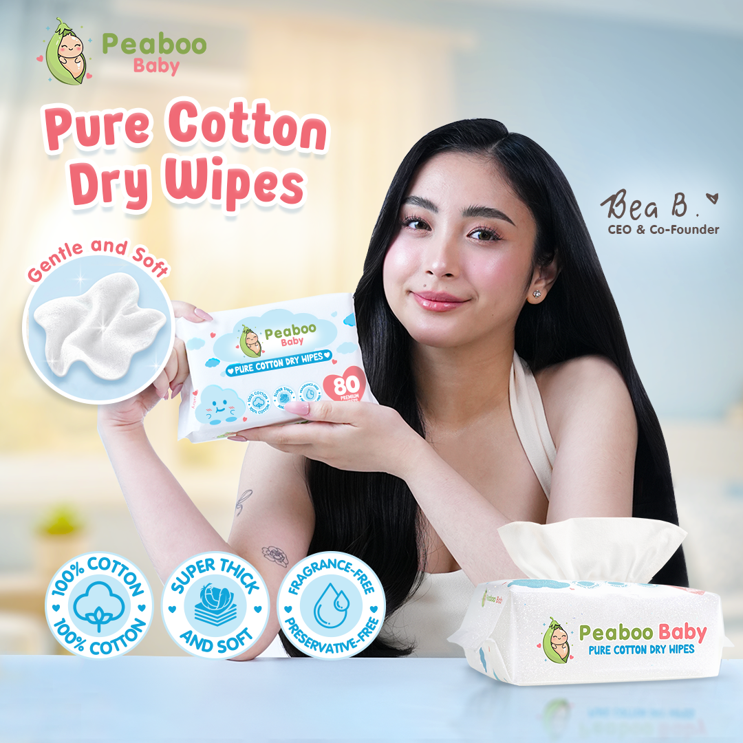 Peaboo Baby Pure Cotton Dry Wipes Plant Fiber Hypoallergenic Fragrance Free Ultra Soft & Thick Multi-purpose 80 & 240 Premium sheets