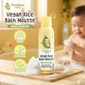 Peabo Baby Vegan Rice Bath Mousse 200ml Bottle 2in1 Hair & Body Wash Bath Foam with pH-balanced Mild & Skin Friendly Fun & Fluffy Mousse