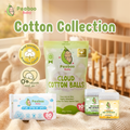 Peaboo Baby Cotton Collection Pure Cotton Dry Wipes (80 sheets) Cloud Cotton Balls (100 Balls) & Cotton Buds (Spiral & Scooper) Premium Hypoallergenic Natural Multi-purpose